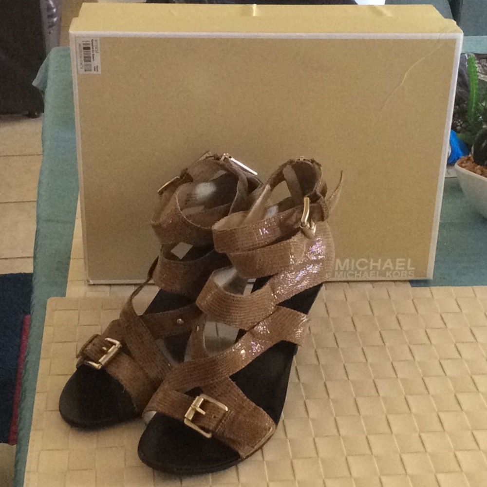 MK Tatum Cross Strap sandal heels